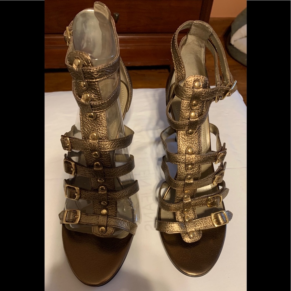 Tahari bronze strappy heals With the buckles